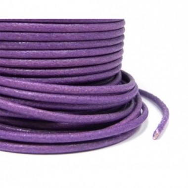 CORDÓN DE CUERO ESPAÑOL REDONDO MORADO