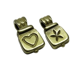 COLGANTE ZAMAK CORAZON Y FLOR 14X7 BRONCE ANTIGUO