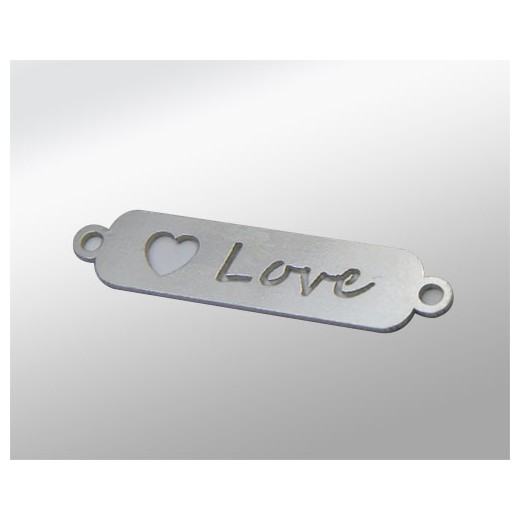 CHAPA PLANA PLATA 22X6MM CON DOS ASAS- LOVE