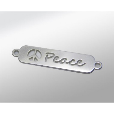 CHAPA PLANA PLATA 22X6MM CON DOS ASAS- PEACE