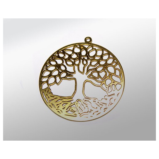 COLGANTE 30MM MANDALA- ARBOL DE LA VIDA PLATA DORADA