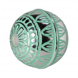 ACRILICO ISTAMBUL BOLA 24MM VERDE-PLATA (ID 3MM)