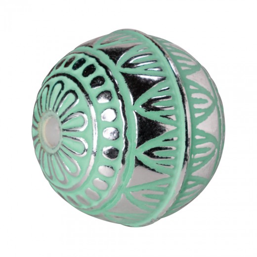 ACRILICO ISTAMBUL BOLA 24MM VERDE-PLATA (ID 3MM)