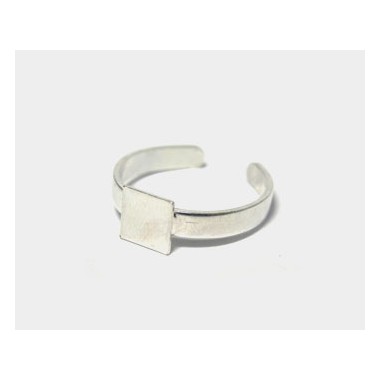 ANILLO METAL BASE CUADRADA 6MM PLATA BRILLANTE