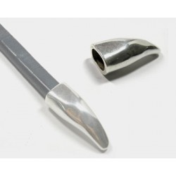 TERMINAL ZAMAK LISO LARGO (10X7) 34MM PLATA VIEJA