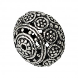 BOLA FILIGRANA METAL ESTILO BALI 16MM PLATA VIEJA