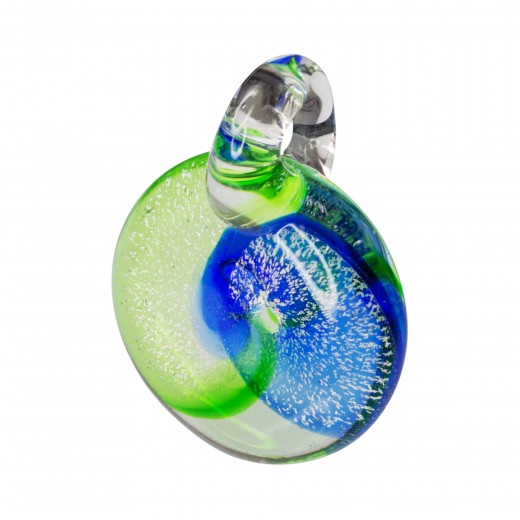 DISCO CRISTAL MACIZO ESPIRAL 25 MM VERDE-AZUL