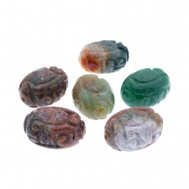 AGATA INDIA OLIVA GRABADA 18X13MM (UNIDAD)