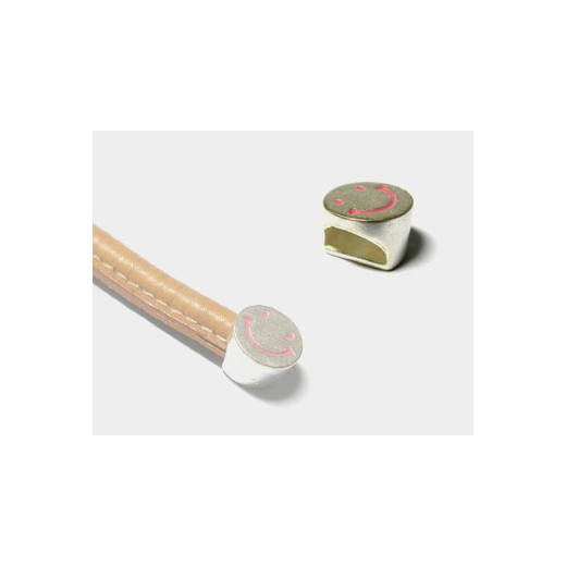 TERMINAL ZAMAK SONRIENTE ROSA MEDIA CAÑA (ID 10X5MM) PLATA VIEJA