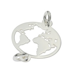 PASADOR DE PLATA MAPA DEL MUNDO 15MM Y 2 ASAS