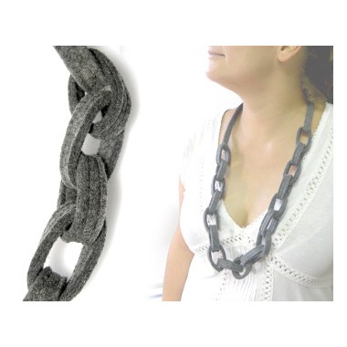 COLLAR FIELTRO CADENA GRIS C63