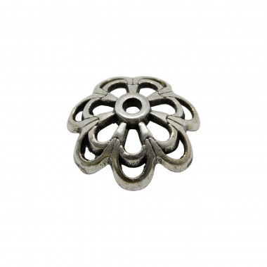 CASQUILLA ZAMAK FLOR 14 MM PLATA VIEJA