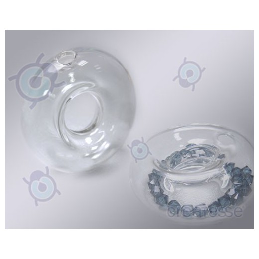 CRISTAL DONUT HUECO 2 TALADROS 38MM TRANSPARENTE