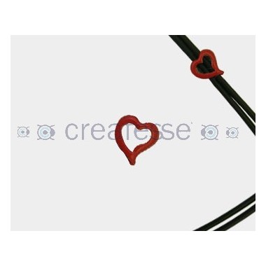 PULSERA CAUCHO PLATA ESMALTADA CORAZON ROJO